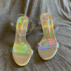 ZriEy - Clear - Chunky Heel - Silver